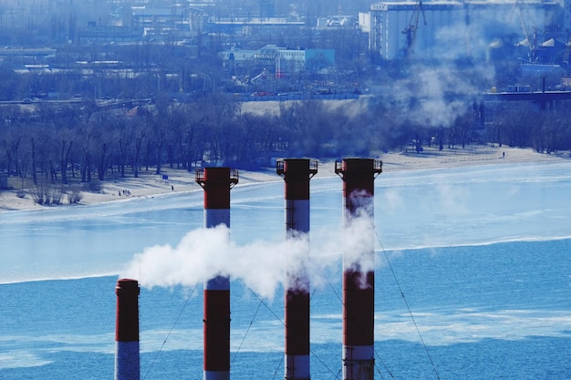 Photo high section of smoke stacks