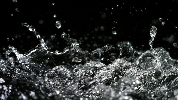 High speed blurry images of water splashing on black background