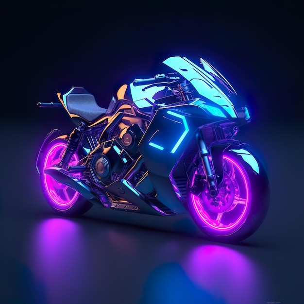 High Speed Neon Superbike Racing