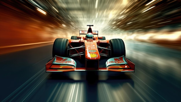 high speed photo of a formula one racing in cirtuit beautiful Generative AI AIG32