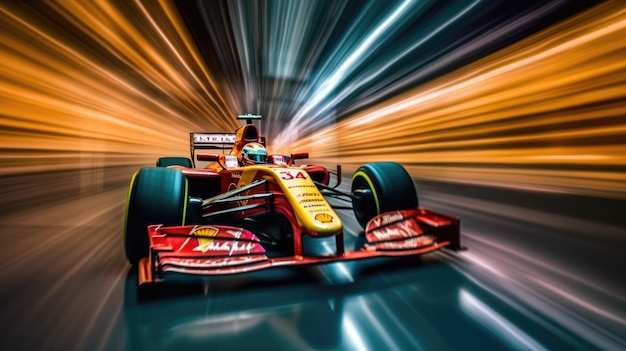 high speed photo of a formula one racing in cirtuit beautiful Generative AI AIG32