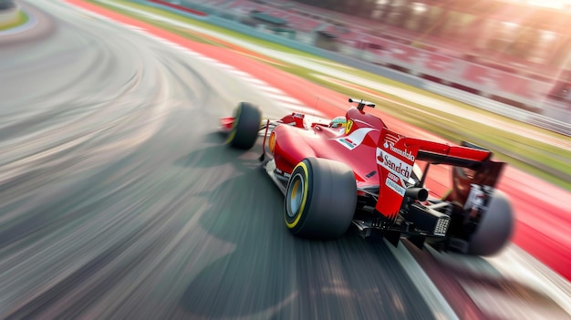 High-speed racing formule één racerauto wedstrijd eindstreep op het circuit kampioenschap