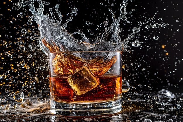 High speed shot of tequila being splashed in a glass