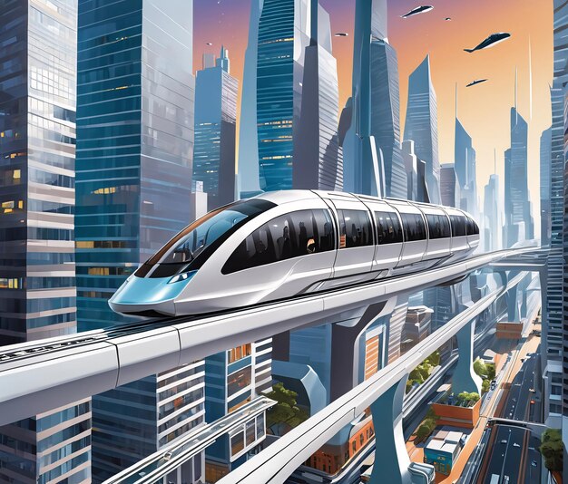 a high speed train in the city