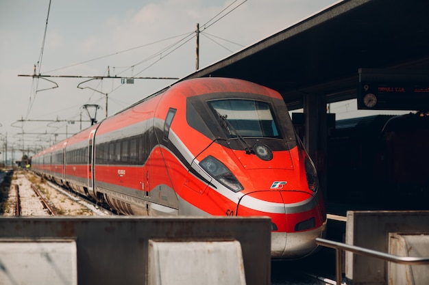 High-speed train at the railway station