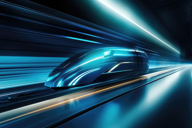 high speed train speeding through a tunnel