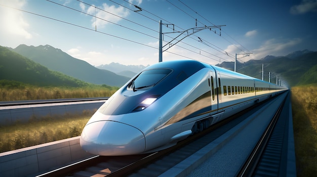 high speed train in the station of shanghai china