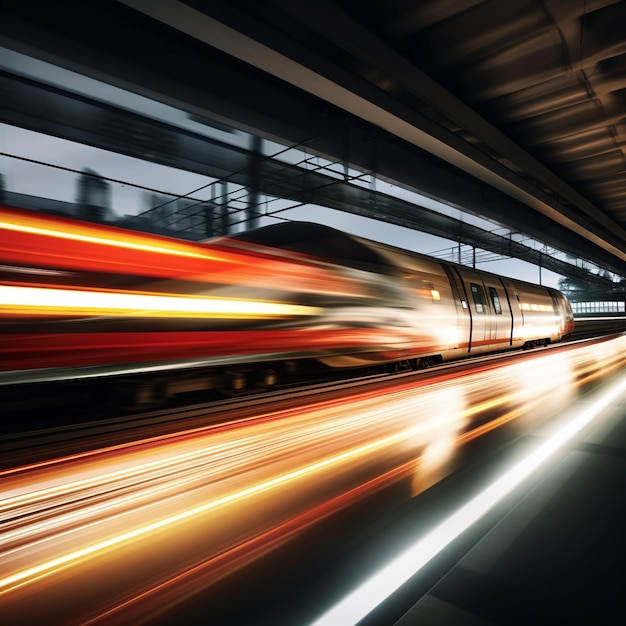 Photo high speed train in the tunnel motion blur