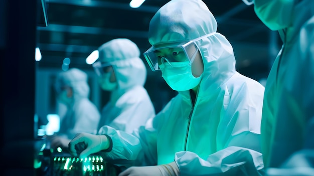 The high tech of a Chinese semiconductor factory skilled workers Generative AI