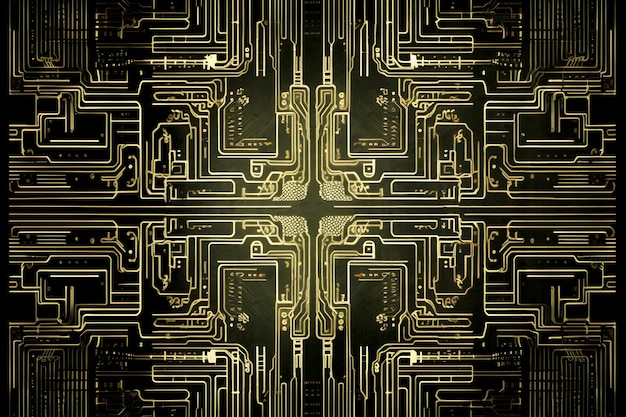 High tech electronic circuit board background Neural network AI generated art