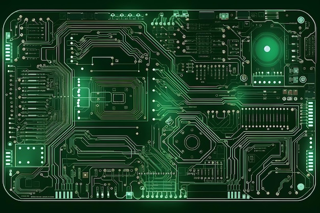 Foto sfondo del circuito elettronico ad alta tecnologia rete neurale generata dall'intelligenza artificiale