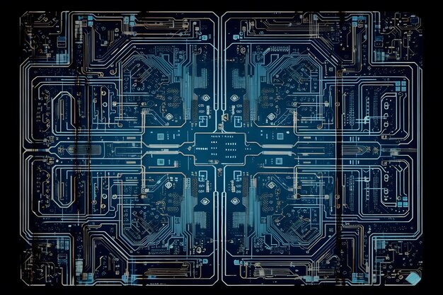 High tech electronic circuit board background neural network ai generated