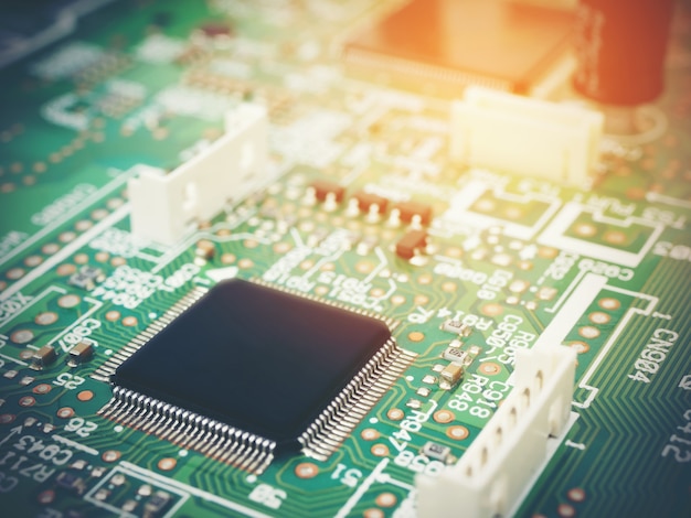 High-tech elektronische pcb (printed circuit board) met microchips-processortechnologie