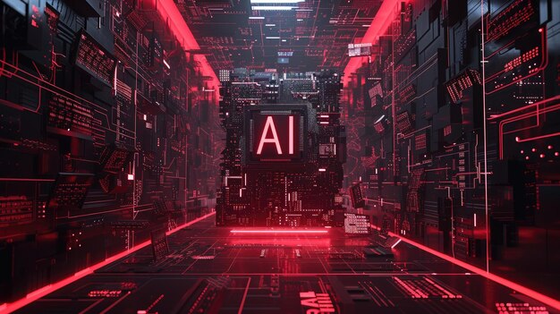 High Tech Lab with AI Chip and surrounded by various electronic devices AI Artificial Intelligence