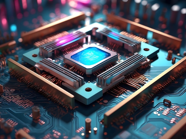 Высокотехнологичный микрочип CPU или GPU мощный компьютерный компонент производство концепция крупного плана motherb