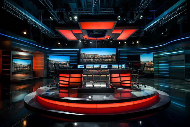 High Tech Newsroom Set with LED Screens