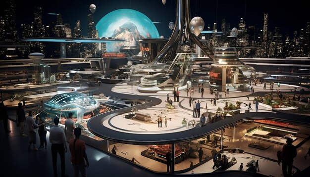 a high tech space age futuristic diorama