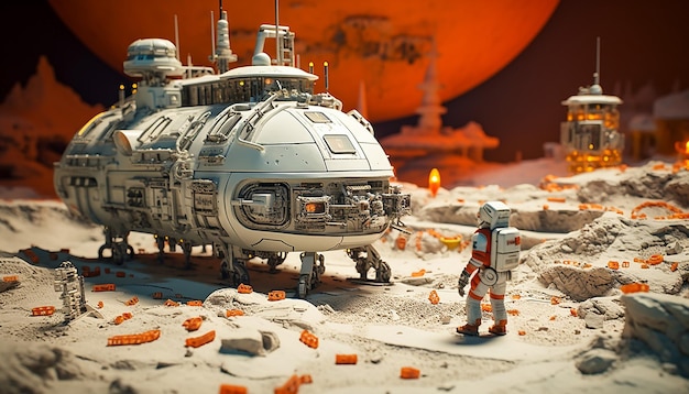 Photo a high tech space age futuristic diorama