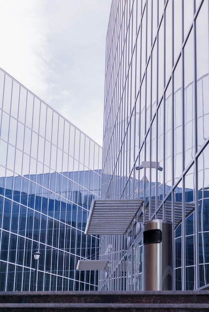 High-tech style cityscape, fragment of glass and metal building
facades