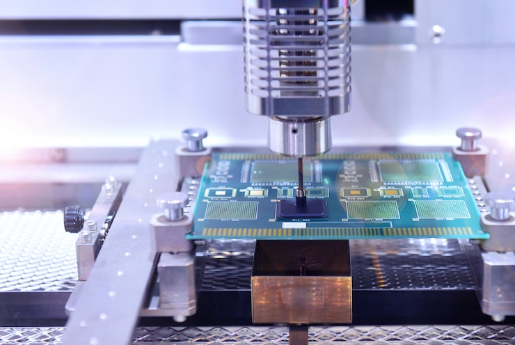 Photo high technology and modern automatic robot for print circuit board