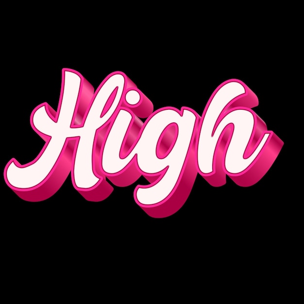 High Typography 3D Design Pink Black White Background Photo JPG