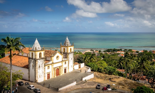 Photo high view of olinda and se cathedral pernambuco brazil