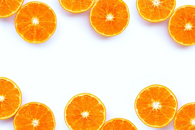 High vitamin C,  Frame made of Juicy orange fruit isolated