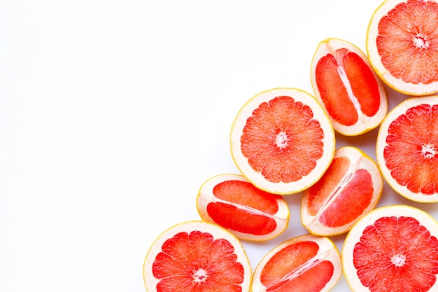 High vitamin C. Juicy grapefruit on white.