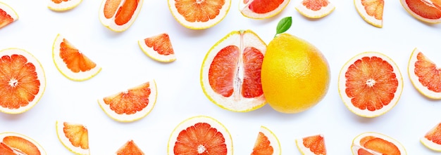 High vitamin C. Juicy grapefruit on white.