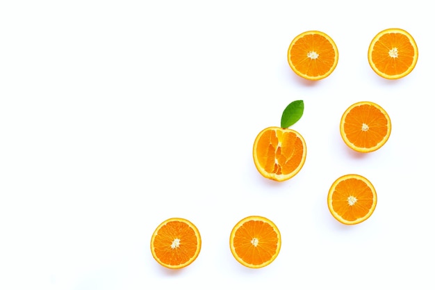 High vitamin C, Juicy and sweet. Fresh orange fruit on white background.