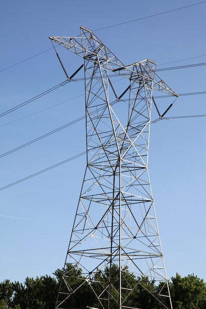 The high voltage pole in blue sky