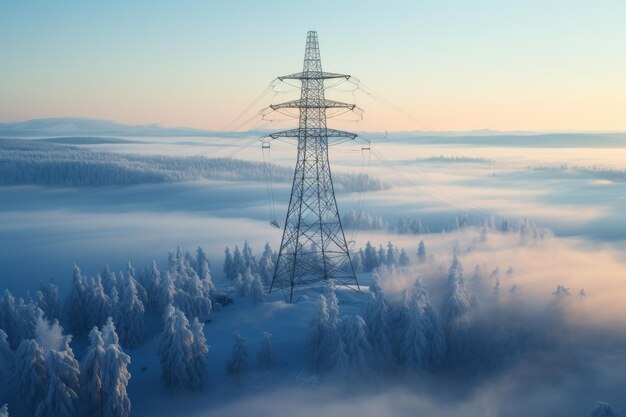 High Voltage Power Line Cutting Through Forest