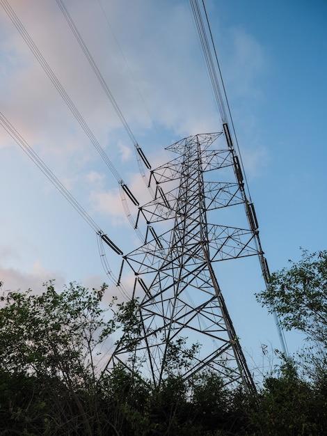 Photo high voltage power tower