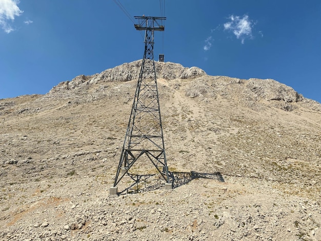 High voltage power transmission towers and lines