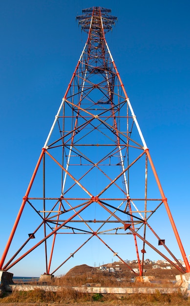 High-voltage rack or high-voltage tower.