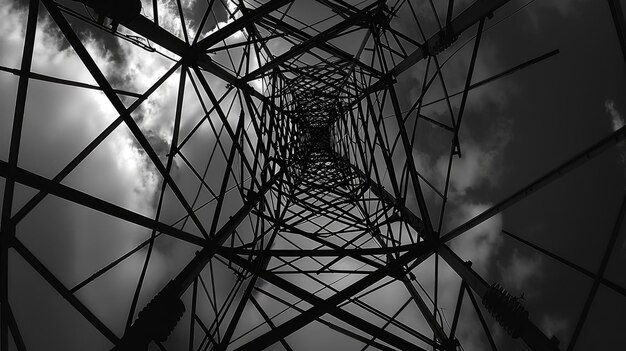 Photo high voltage tower generative ai