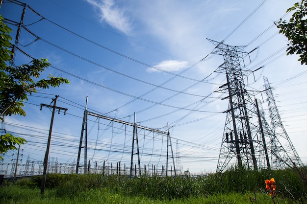 High voltage towers.