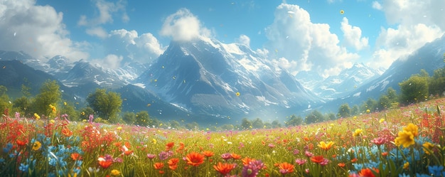 A HighAltitude Meadow With Wildflowers Wallpaper