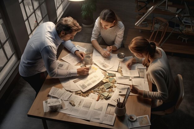 Photo highangle shot of a family reassessing their generative ai