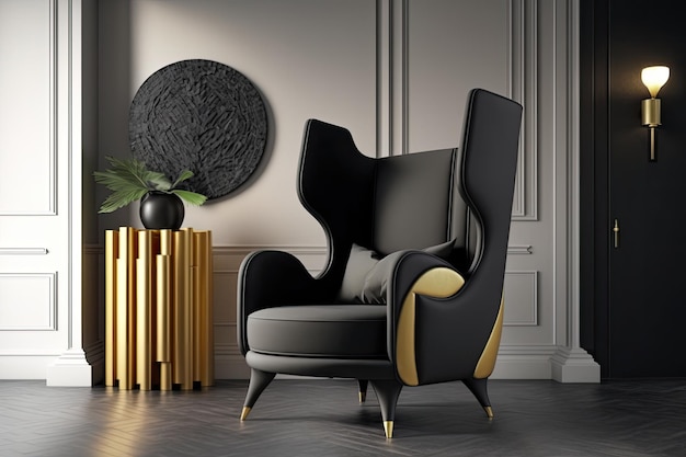 Highend armchair in minimalist and sophisticated style created with generative ai