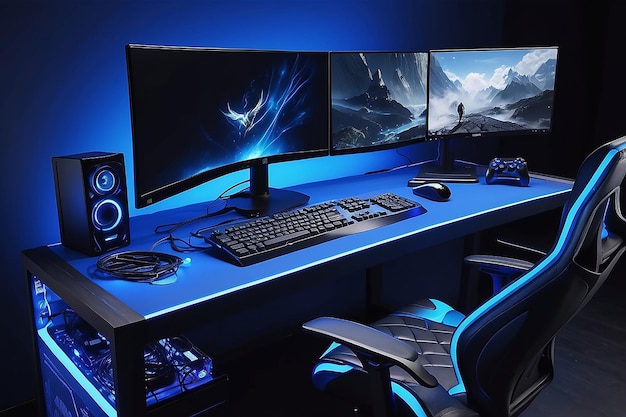 HighEnd Computing gaming set monitor blauw scherm