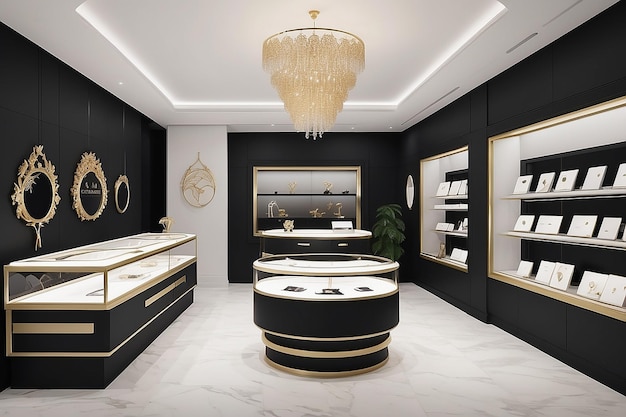 Photo highend jewelry store mockup seamlessly integrate the logo into the design