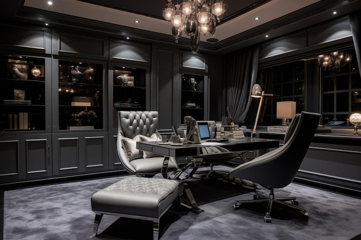Photo highend office with plush carpets and luxury furnis