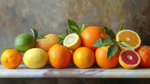 A highend still life arrangement of citrus fruits exuding sophistication and luxury