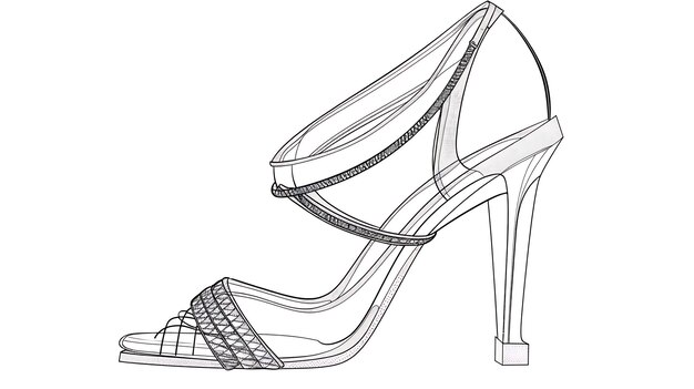 Photo a highheeled sandal with a unique design the shoe is made of a combination of materials including leather and mesh