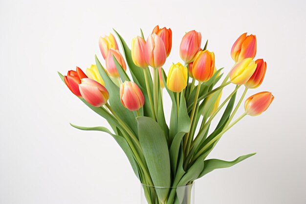 Photo highkey photograph of a tulip bouquet against a bright white background