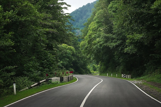 Highland road through mountains