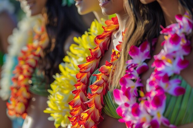 Highlight the beauty of a Hawaiian Lei Day celebra generative ai