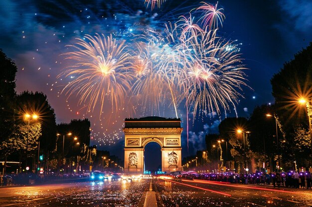 Highlight the festivity of a French Bastille Day c generative ai