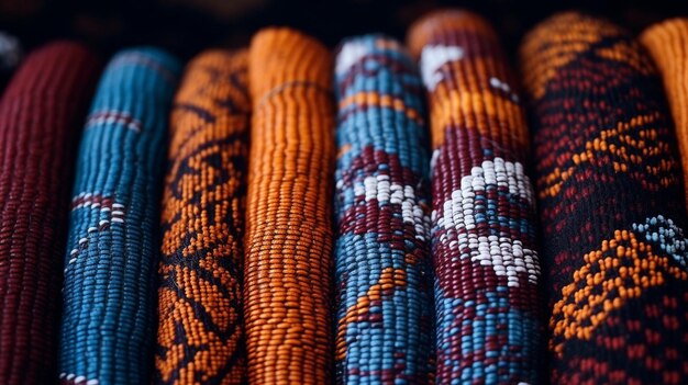 Photo highlight the intricate artistry of african handwoven textiles emphasizing the patterns and craftsm